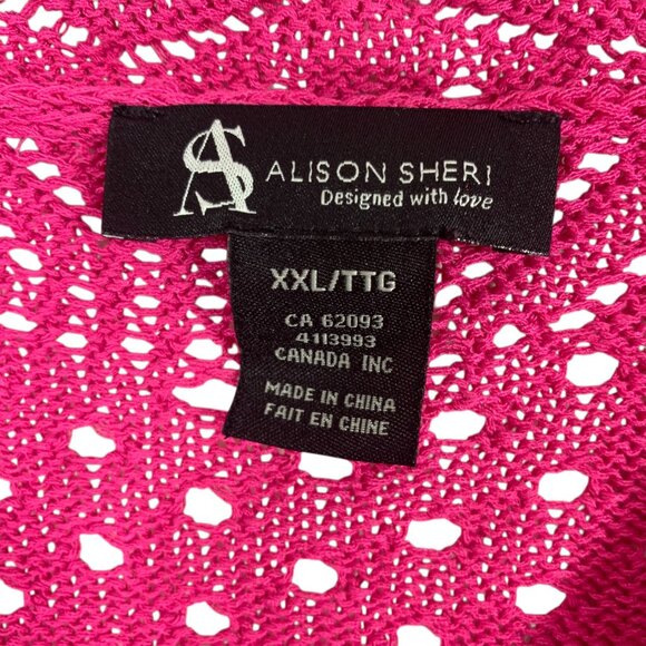 Allison Sheri soft knit sweater top v-neck col Fuschia size xxl - Picture 2 of 12